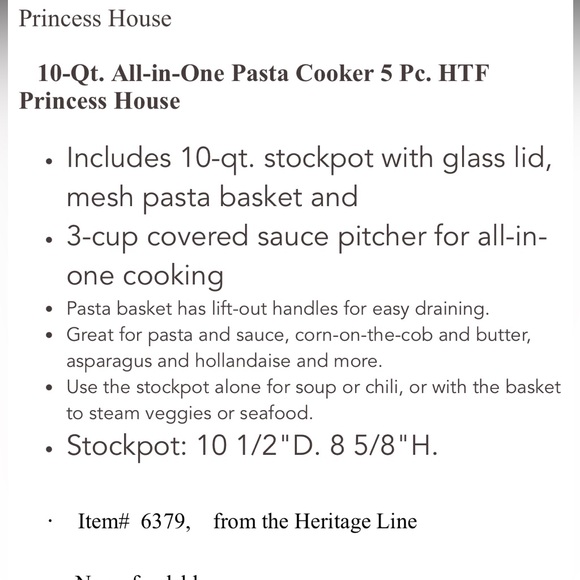 Princess House All In One 10 Quart Pasta Stainless Steel Cookware - Picture 3 of 10